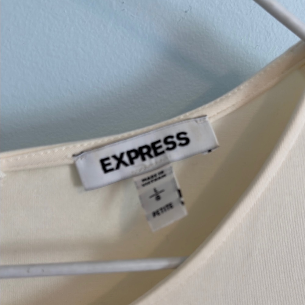 Express Cream Buttoned Ruffled Sheath Dress - Picture 3 of 4